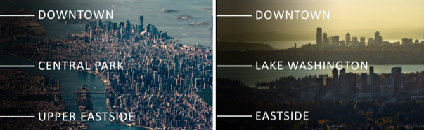Pictured Above: Jones pointed out similarities between the development of Manhattan Island in New York City and growth in the Seattle/Bellevue metro area. Both markets feature a high-density area of approximately 10 miles by 2 miles.