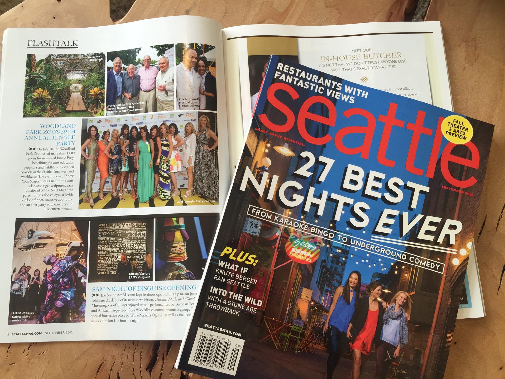 ABOVE: Seattle Magazine featured the Jungle Party Co-Chairs in the FLASH TALK column in the September 2015 edition