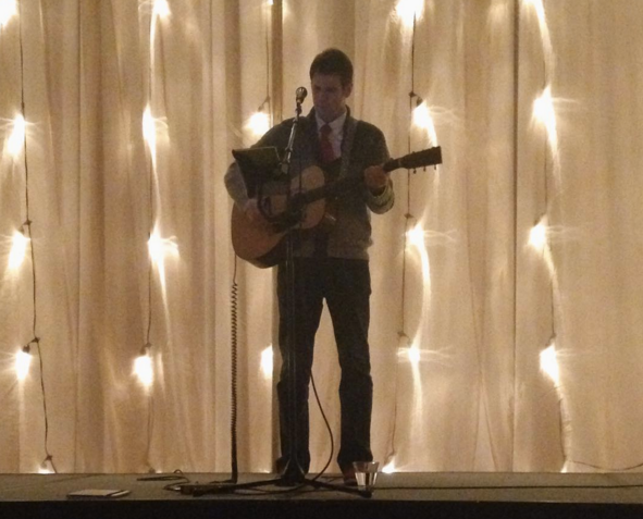 Above: Mycle Wastman Serenades Guests with an Acoustic Christmas Tune Set