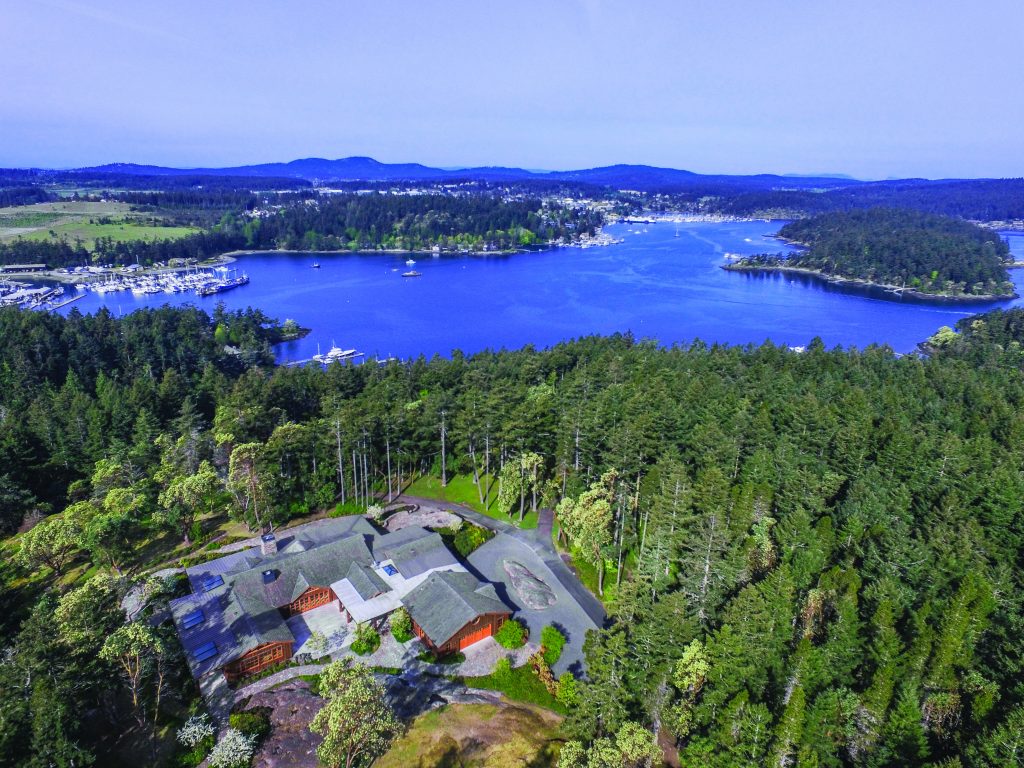ABOVE: Friday Harbor Estate on San Juan Island is being offered for sale by Rock and Roll Hall of Fame legend Steve Miller includes more than 11,000 sq. ft. of interior and exterior living spaces, a manicured meadow and one of the most sought after moorage facilities in the county befitting a superyacht.